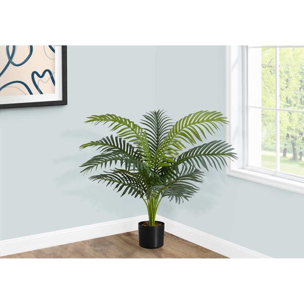 Black Green 34-Inch Palm Tree Indoor Faux Fake Floor Potted Artificial Plant, image 2